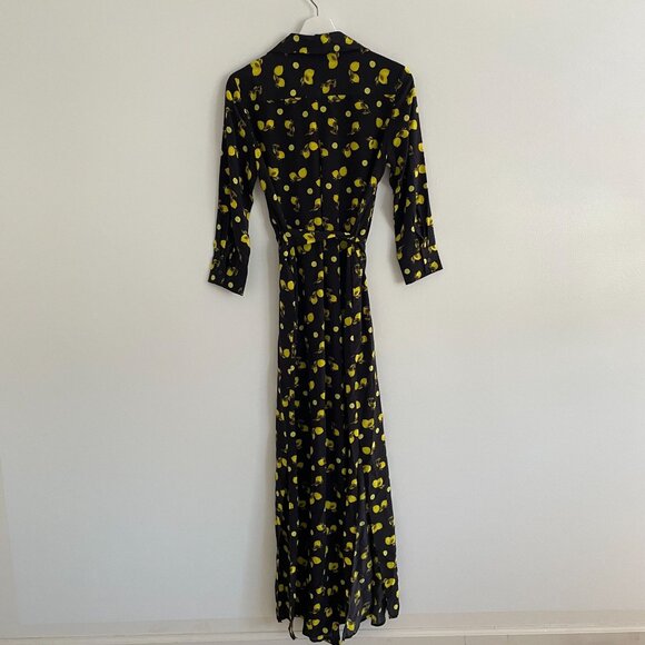 L'Agence Lemon Print Cameron Long Maxi Shirt Dress Silk Sz XS - Picture 6 of 8